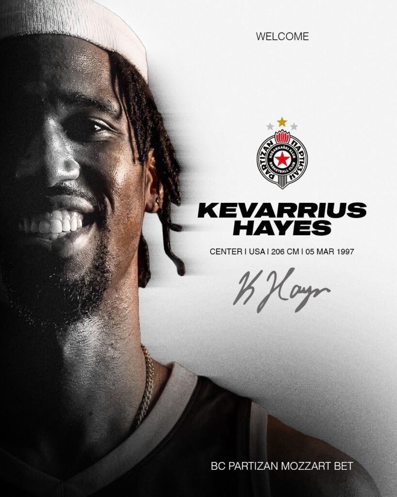 Izvor: KK Partizan / Pojačanja KK Partizana za sezonu 2026/27 / Kevarijus Hejs