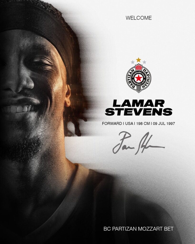 Izvor: KK Partizan / Pojačanja KK Partizana za sezonu 2026/27 / Lamar Stivens