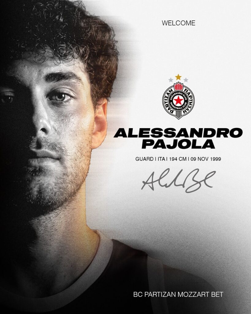 Izvor: KK Partizan / Pojačanja KK Partizana za sezonu 2026/27 / Alesandro Pajola